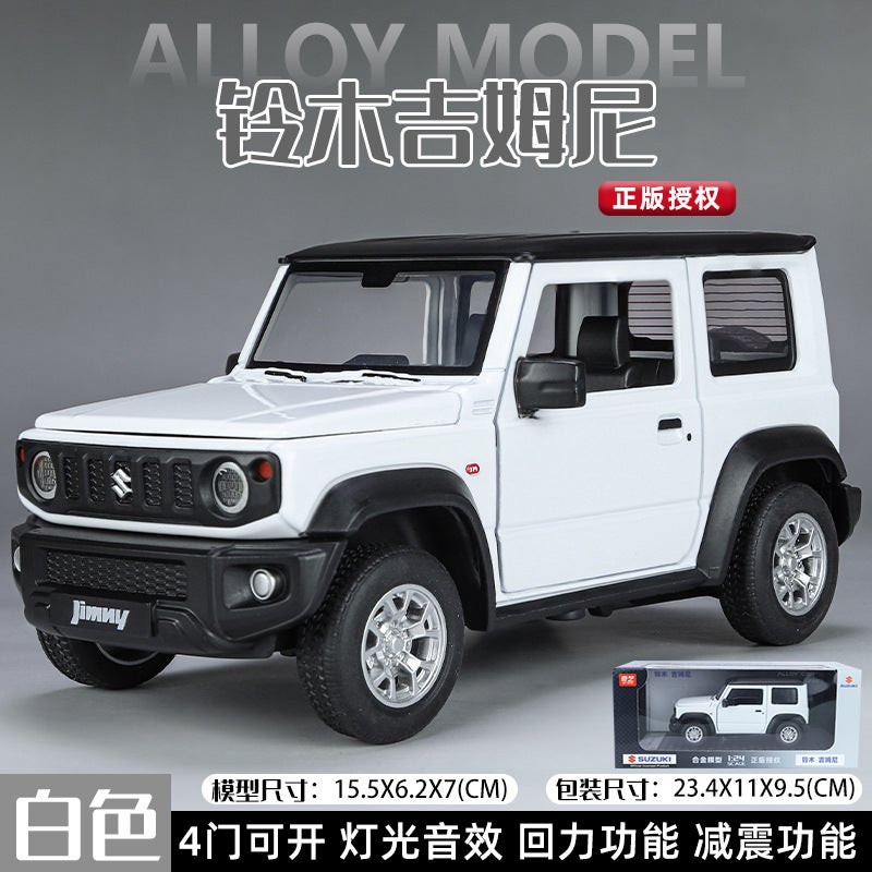 Authentic 1:24 Suzuki Jimny Alloy Model Toy Car with Sound, Light and Shock Absorption Black - Image 2
