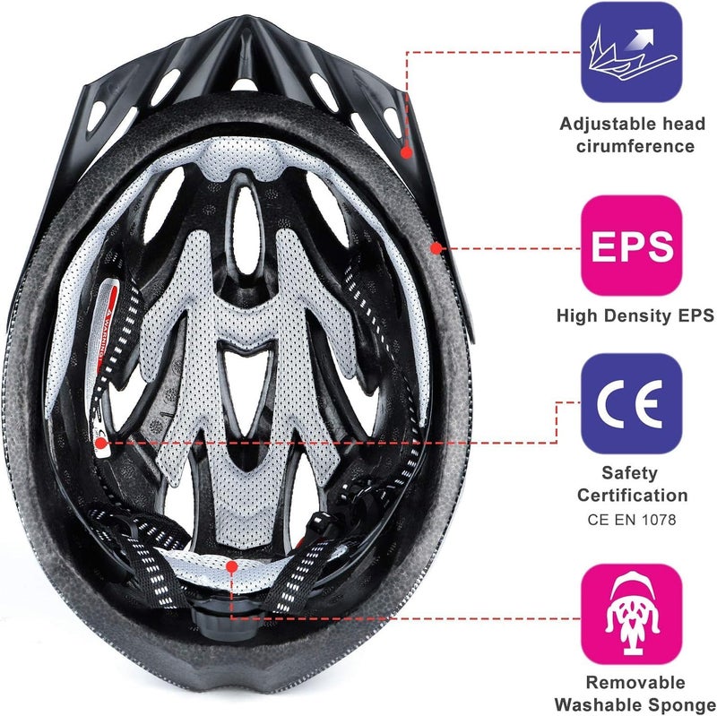 RaMokey Adjustable Bicycle Helmet for Adults with Removable Visor - Black - Image 4