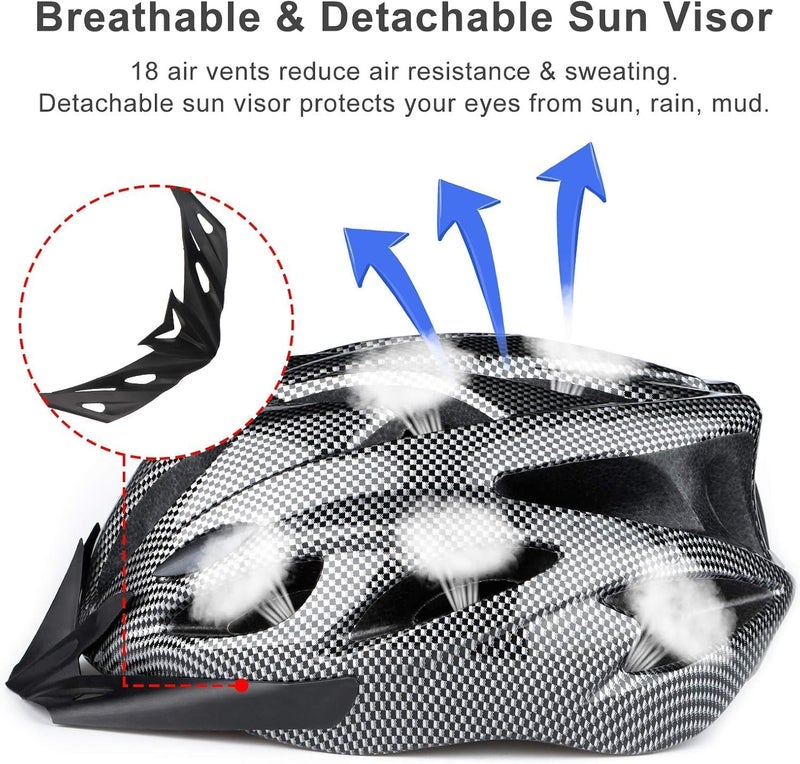 RaMokey Adjustable Bicycle Helmet for Adults with Removable Visor - Black - Image 5