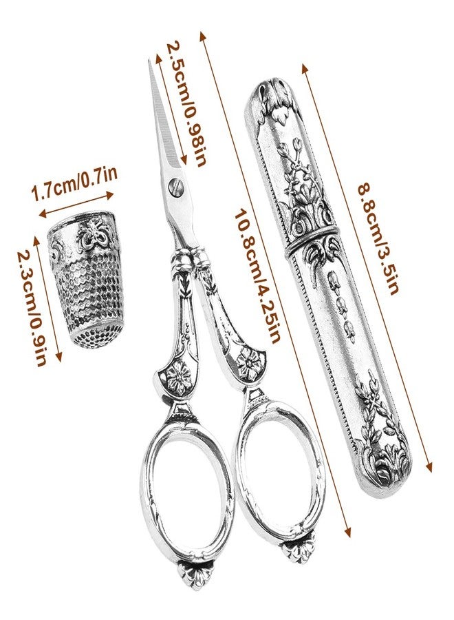 Hicello Scissors Kits, Vintage Sewing Scissors, Thimble and Metal Floss Bobbin Sewing Tools, Needlework Kits Set for Embroidery Cross Stitch Craft DIY - Image 2