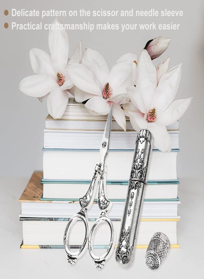 Hicello Scissors Kits, Vintage Sewing Scissors, Thimble and Metal Floss Bobbin Sewing Tools, Needlework Kits Set for Embroidery Cross Stitch Craft DIY - Image 5