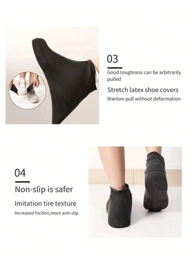 Generic 2 Pairs Waterproof Shoe Covers, Non-Slip Water Resistant Overshoes Silicone Rain Shoe Cover Outdoor cycling Protectors apply to Men, Women  - Image 3