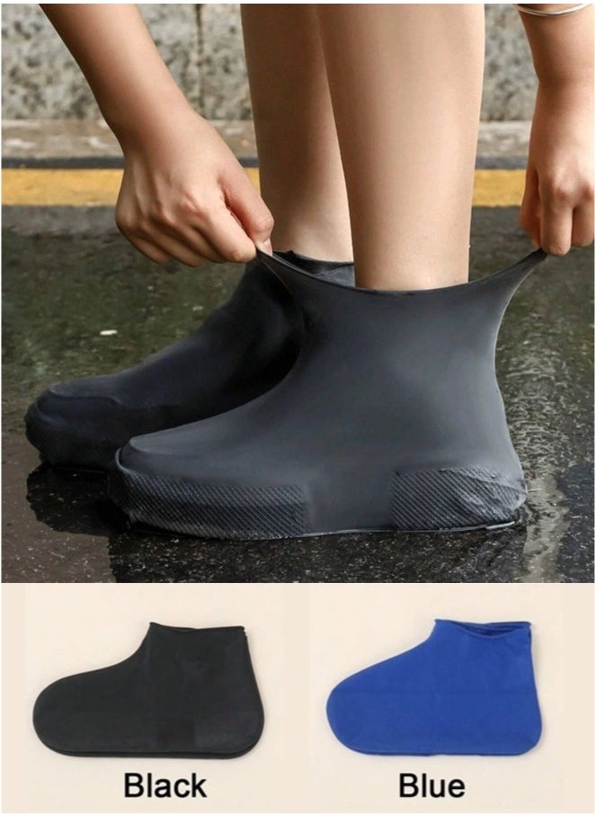 Generic 2 Pairs Waterproof Shoe Covers, Non-Slip Water Resistant Overshoes Silicone Rain Shoe Cover Outdoor cycling Protectors apply to Men, Women  - Image 1