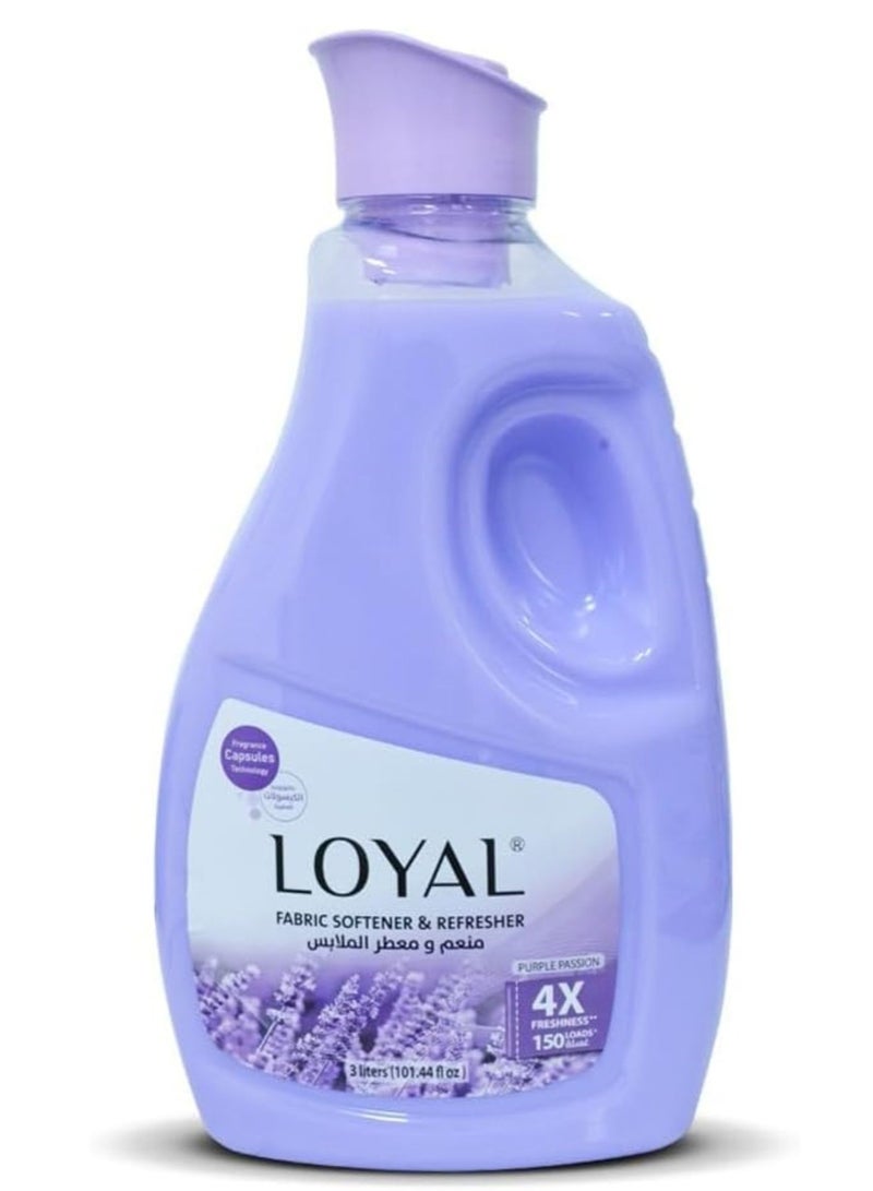 Loyal Fabric Softener And Freshener with Purple Passion Fragrance Capsule 4X Freshness, up to 150 Loads | 3000 ML | 101.44 fl oz