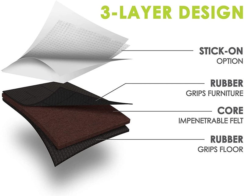 Slipstick GorillaPads Non Slip Furniture Pads/Floor Grippers (Set of 8 Non Skid Floor Protectors) Pre-Scored to Cut to Multiple Size, 4 Inch Square, Black, CB140-8 - Image 3