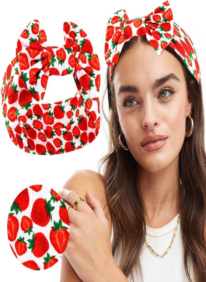 Hapdoo Strawberry Knotted Hairband for Women Girls, Fruits Headband Strawberry Hair Aceessories Non Slip for Sports Yoga, Running, Gym Fitness - Image 1