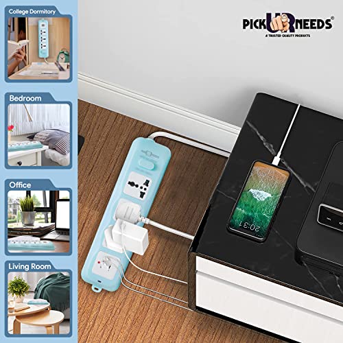 Pick Ur Needs Extension Cord/Board/Switch/Power Strip 10A 3 -Way Board Socket with 2 USB (Multicolor) - Image 5