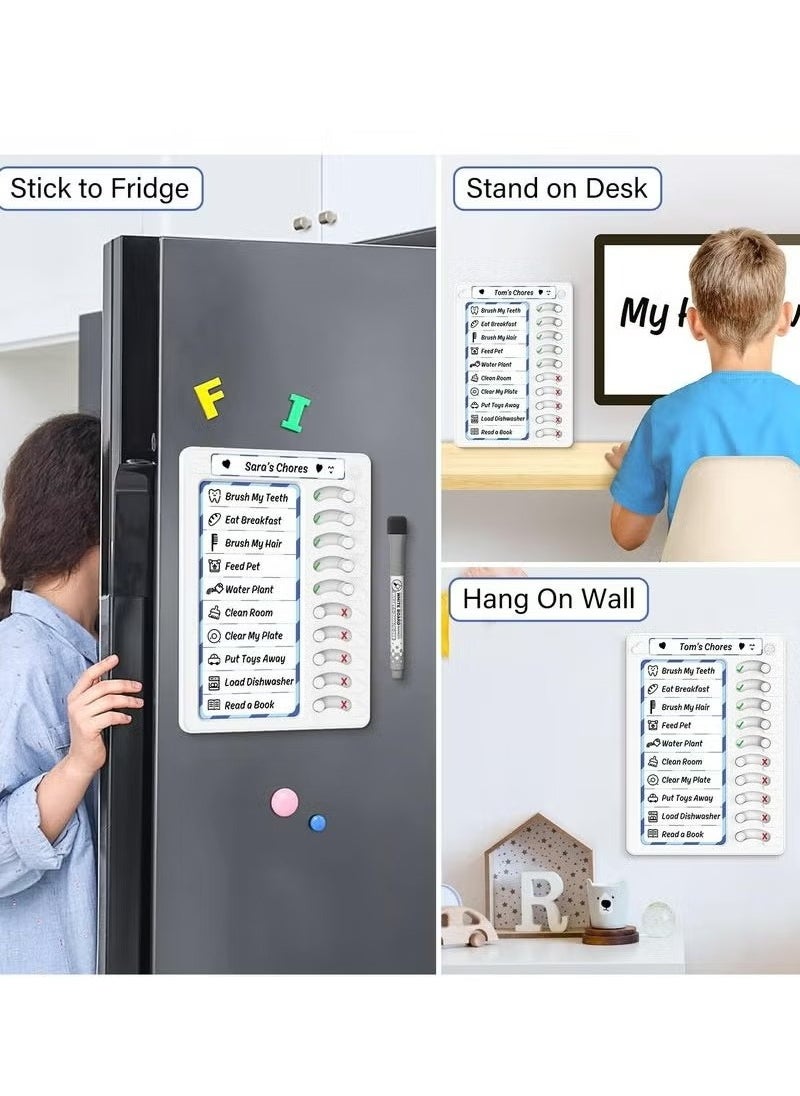OMEVE - Chore Chart for Kids Sliding Routine Chart, DIY Blank Chore Chart Memo Boards, Home Chore Schedules Memo Checklist Plan Board, Dry Erase Memu Board, Meal Planner Fringe Whiteboard - Image 1