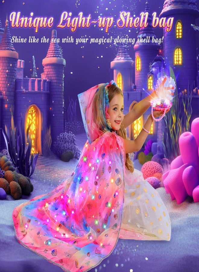 Fedio Mermaid Toys Princess Dress up for Girls,Mermaid Light Up Princess Cape Set,Toddler Dress up Toys Christmas Birthday Halloween Gifts for 3-8 Years Old - Image 3