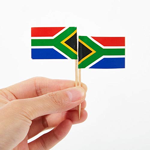 JAVD CYPS 100 Pcs South Africa Flag South African Toothpick Flags, Small Mini Stick Cupcake Toppers South African Flags,Country Picks Party Decoration Celebration Cocktail Food Bar Cake Flags - Image 3
