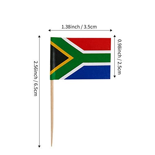 JAVD CYPS 100 Pcs South Africa Flag South African Toothpick Flags, Small Mini Stick Cupcake Toppers South African Flags,Country Picks Party Decoration Celebration Cocktail Food Bar Cake Flags - Image 2