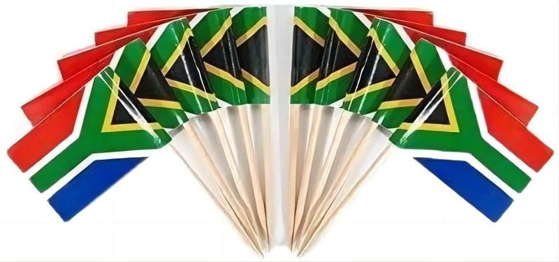 JAVD CYPS 100 Pcs South Africa Flag South African Toothpick Flags, Small Mini Stick Cupcake Toppers South African Flags,Country Picks Party Decoration Celebration Cocktail Food Bar Cake Flags - Image 1