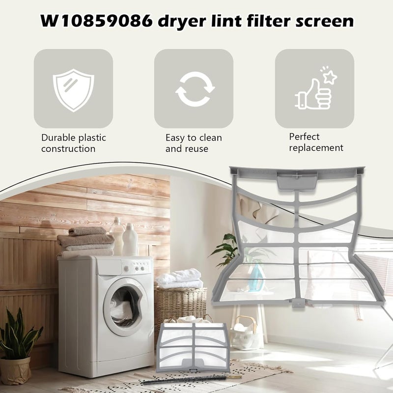Earthtec W10859086 Dryer Lint Screen Filter with Dryer Lint Brush Replacement for Whirlpool Maytag Kenmore Dryer Replaces MEDB835DW4 MEDB835DW3 MEDB835DW2 WGD8500DC1 YWED8500DC2 - Image 4