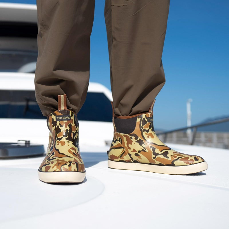 TIDEWE Deck Boots with Breathable Lining, Waterproof Fishing Deck Boots, Anti-slip Neoprene Rubber Ankle Boots for Boating (Old School Duck Size 8) - Image 3