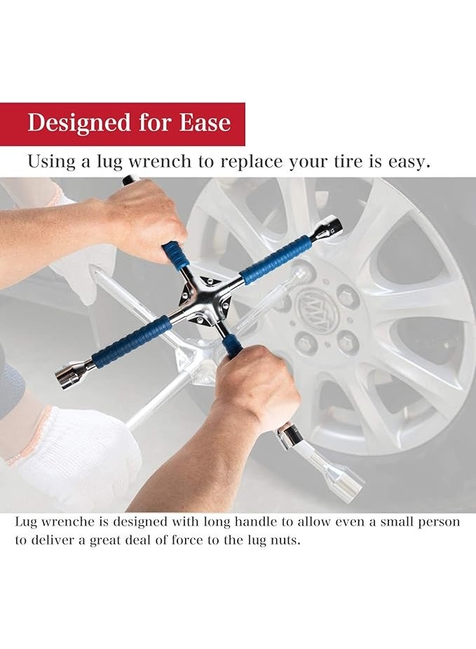 Professional 16" Four-Way Lug Wrench – Heavy-Duty Cross Wheel Spanner – Non-Slip Carbon Steel Tire Repair Tool for Daily Car Use - Image 2