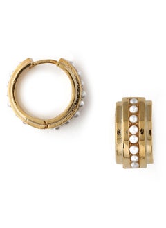 ORELIA LONDON Pearl Ridged Metal Hoops  - Image 1