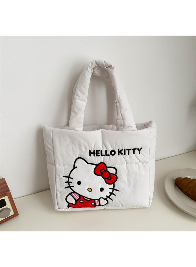 Cartoon Sanrio Down Cloth Handbag Cute Kuromi Tote Bag Meruti Shoulder Bag For Women-Color:Side Kt Cat (order In Multiples Of 5)-Height:36*28cm (minimum Order Of 5 Pieces Per Style) - Image 1