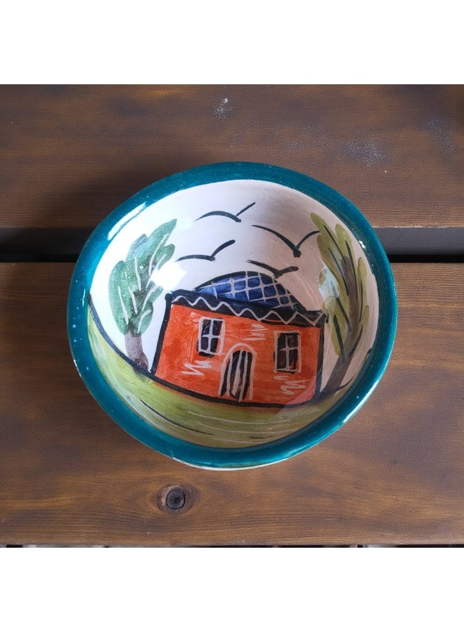 كلور زون بوتري بوله من الفخار و الخزف رسم يدوي للديكور ولتقديم الطعام آمنة للاستخدام في الميكروويف وغسالة الأطباق والفرن، خفيفة الوزن ومقاومة للخدش 10 سم - Image 1