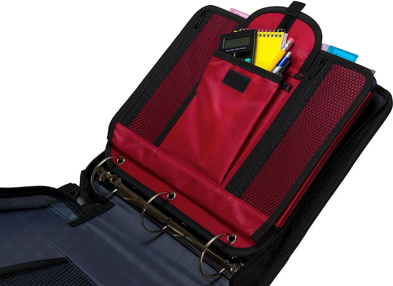 Case It 5-Tab Binder Accessory, 5-colored tabbed, 6 pocket expanding file, fits any standard 3 ring letter size binder, additional zippered mesh pockets for pen storage, ACC-21, Red - Image 5