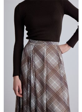Manuka Flounce Wide Skirt Plaid Brown  - Image 5