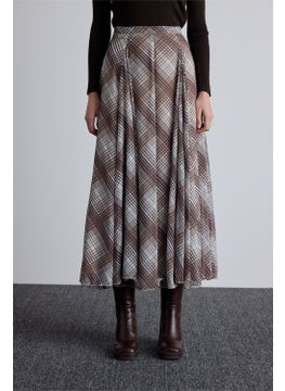 Manuka Flounce Wide Skirt Plaid Brown  - Image 4
