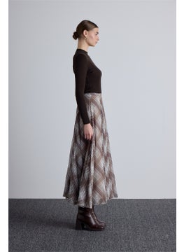Manuka Flounce Wide Skirt Plaid Brown  - Image 3