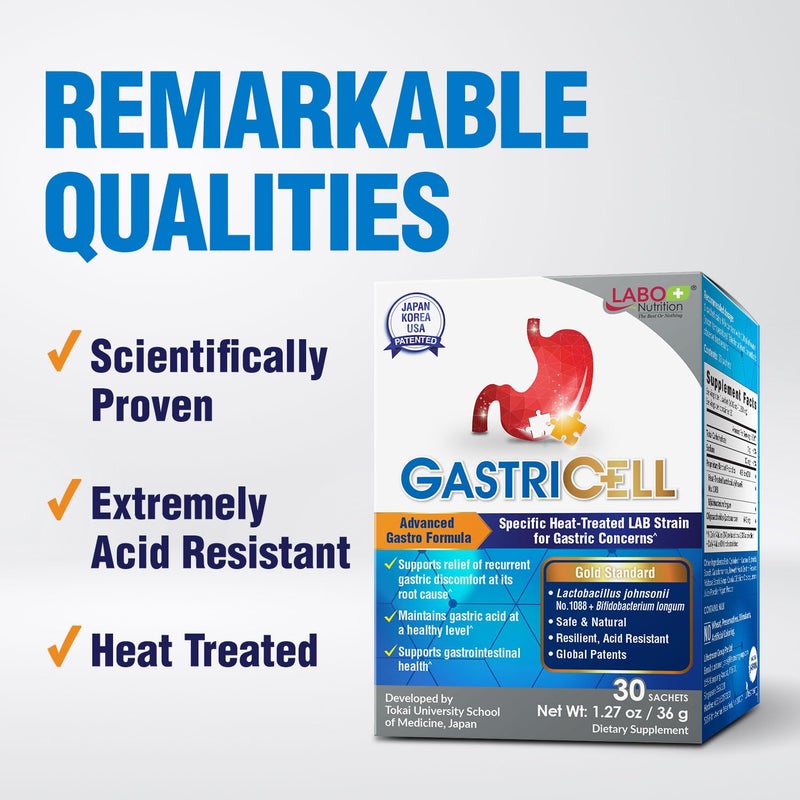 LABO Nutrition GASTRICELL - Acid Reflux, Heartburn, Recurring Gastric Discomfort, Natural Defence Against Gastric Distress 30 sachets - Image 3