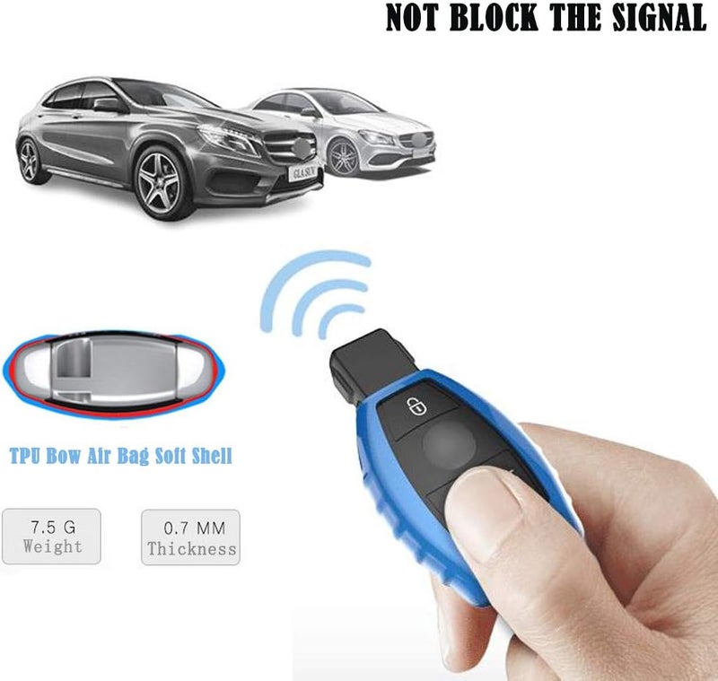 QBUC Soft TPU Car Key Cover for Mercedes Benz with Keychain - Compatible with C, E, S, M, CLS, CLK, G Class - Image 4