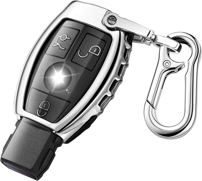QBUC Soft TPU Car Key Cover for Mercedes Benz with Keychain - Compatible with C, E, S, M, CLS, CLK, G Class - Image 1
