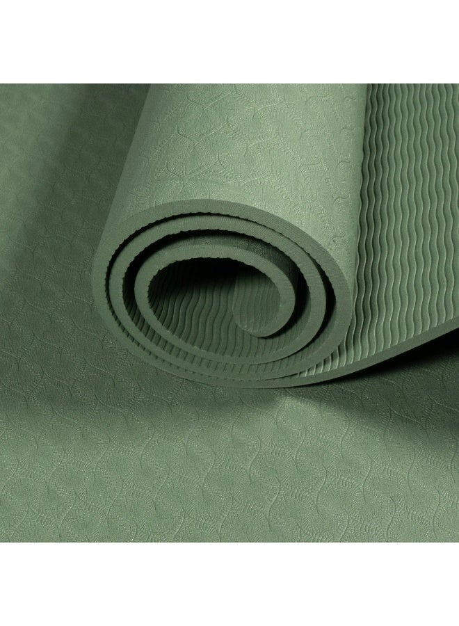 موهوكي حصيرة يوغا من مادة TPE - 6 مم (لون أخضر زيتوني) - Image 4
