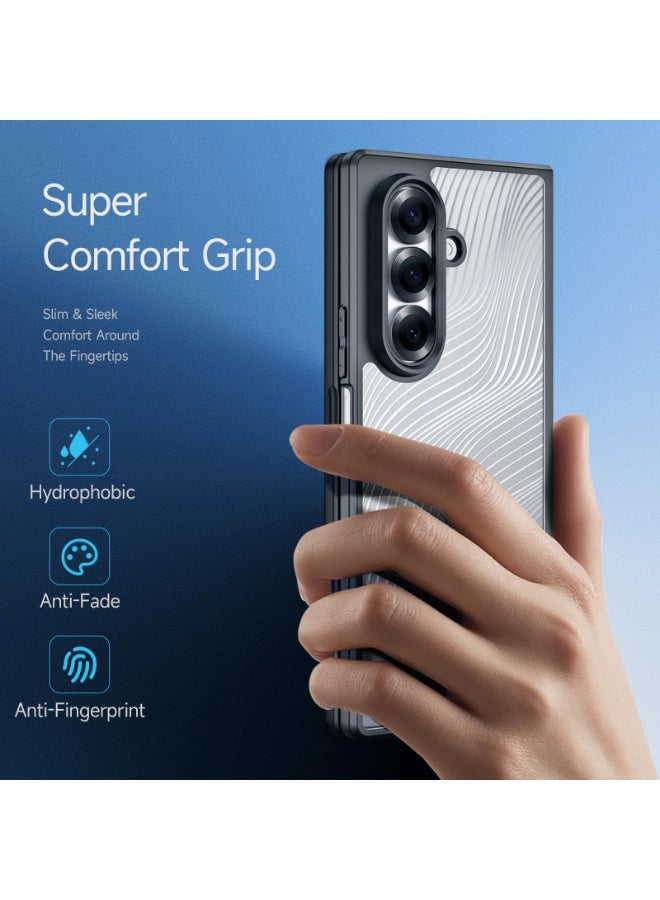General Case for Samsung Galaxy Z Fold 7, Hydrophobic, Anti-Fingerprint Frosted Transparent Shockproof TPU Cover with Lens Protection & Comfort Grip,Streamlined Flowing Lines Desige Galaxy Fold 7 Case  - Image 2