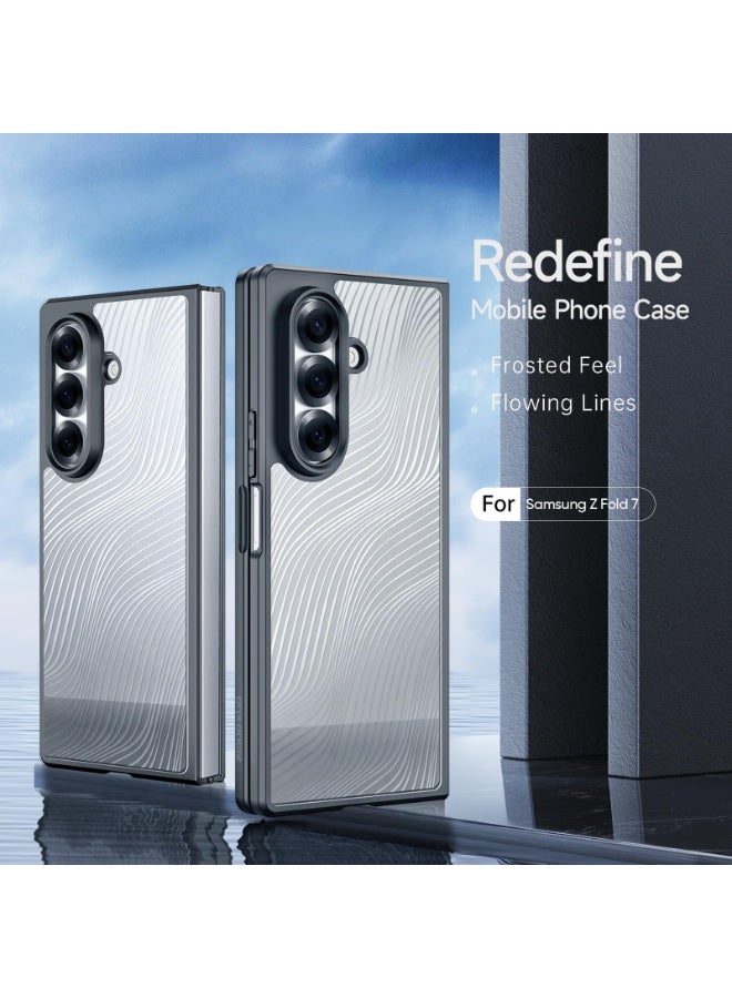 General Case for Samsung Galaxy Z Fold 7, Hydrophobic, Anti-Fingerprint Frosted Transparent Shockproof TPU Cover with Lens Protection & Comfort Grip,Streamlined Flowing Lines Desige Galaxy Fold 7 Case  - Image 4