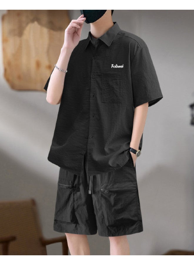 FOLUNSI men's Short Sleeve Shirt And Shorts Set - New Summer Casual Outfit - Image 1