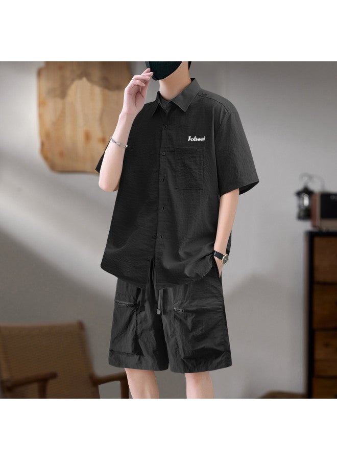 FOLUNSI men's Short Sleeve Shirt And Shorts Set - New Summer Casual Outfit - Image 2