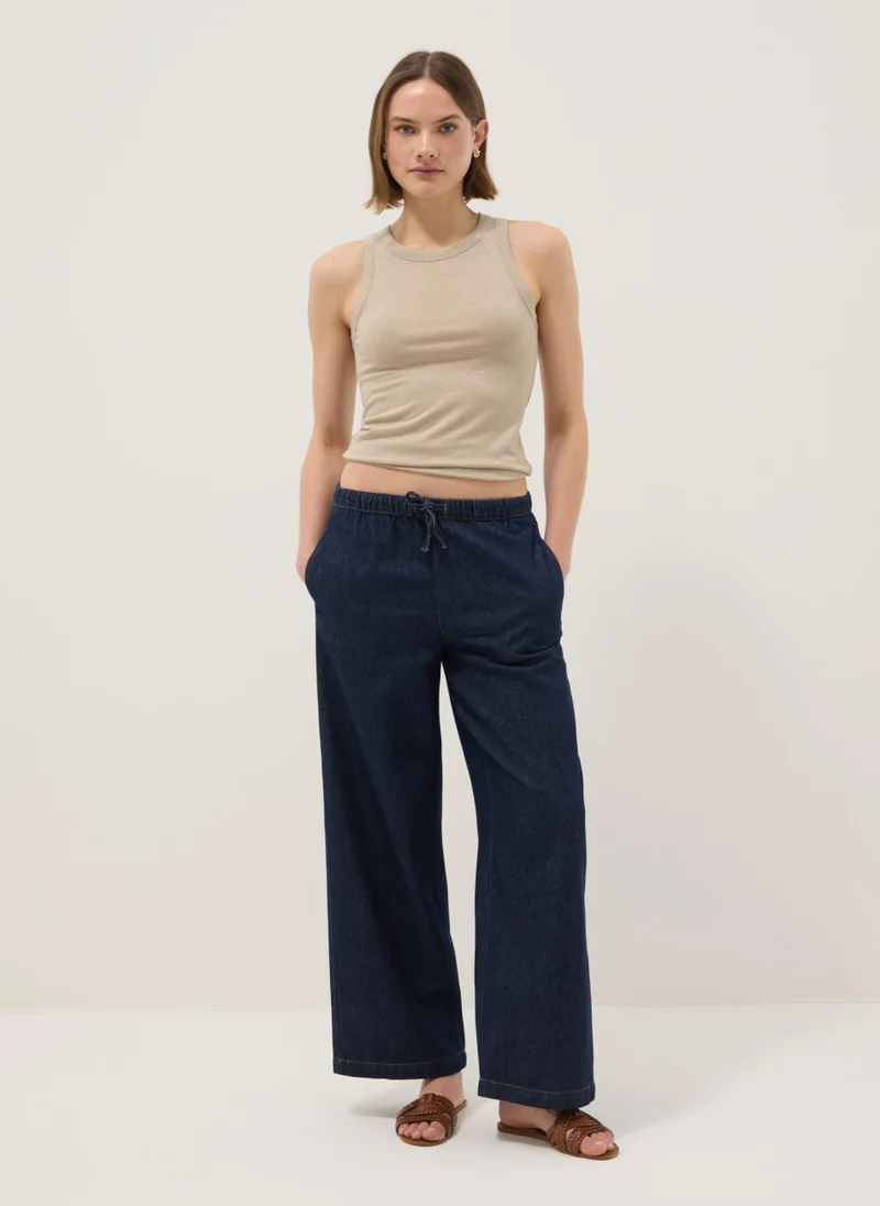 او في اس OVS Beige Glitter Top With Thin Straps, Regular Fit