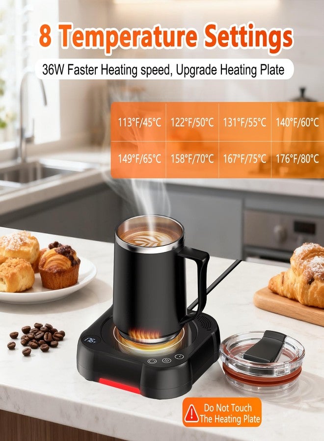 MENGBEI Coffee Mug Warmer & Cup Set - Desk Coffee Cup Warmer for Office/Home with 8-Temp Fast Heating (176℉ Max), Auto Shut Off, Gravity-Induction, 1-12H Timer - Ideal Gift for Coffee Lovers - Image 2