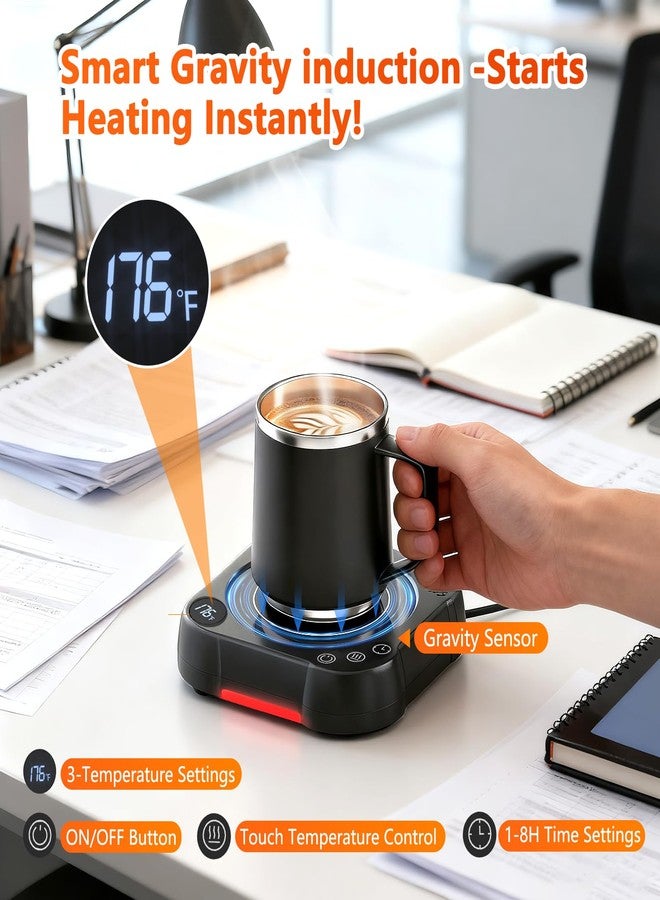 MENGBEI Coffee Mug Warmer & Cup Set - Desk Coffee Cup Warmer for Office/Home with 8-Temp Fast Heating (176℉ Max), Auto Shut Off, Gravity-Induction, 1-12H Timer - Ideal Gift for Coffee Lovers - Image 3