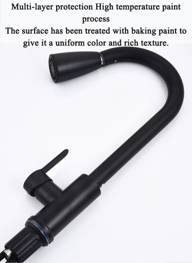 Arabest Black Kitchen Faucet with Pull Down Sprayer, Industrial Commercial Stainless Steel Single Handle Single Hole 2 Hole RV Laundry Pull Down Gooseneck Kitchen Sink Faucet, Kitchen Equipment - Image 3