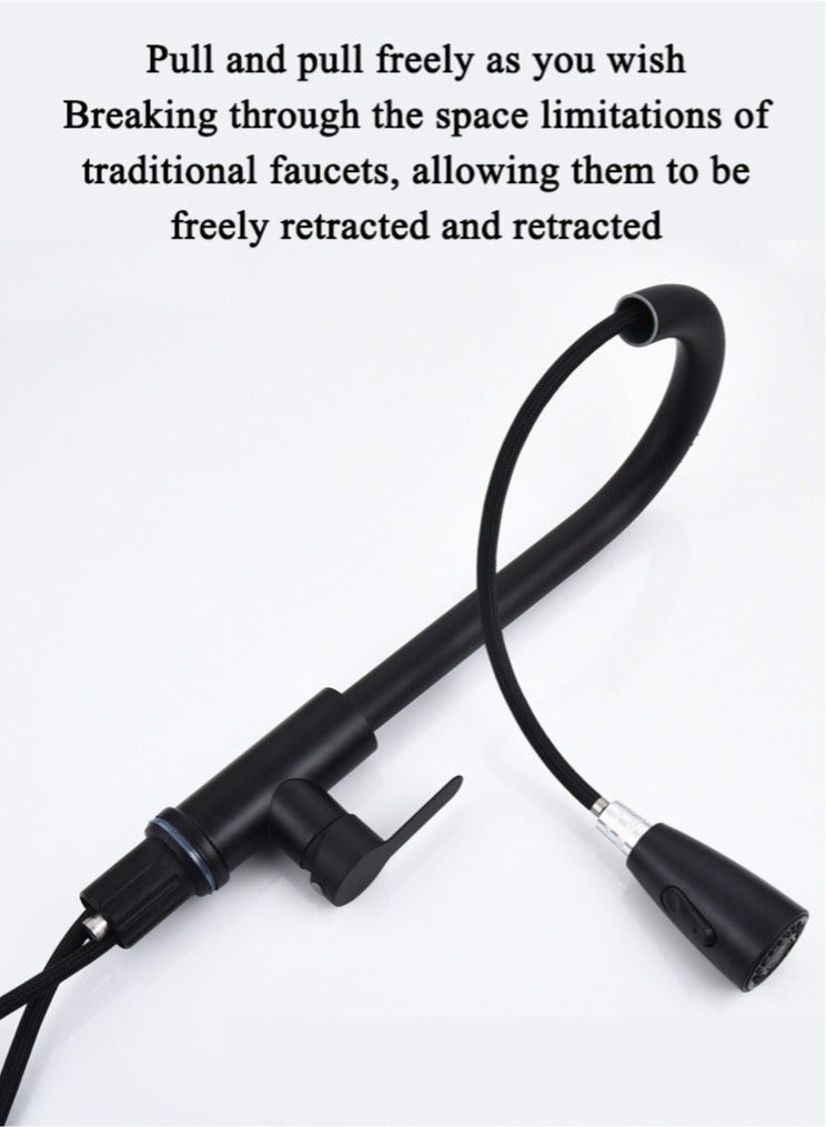 Arabest Black Kitchen Faucet with Pull Down Sprayer, Industrial Commercial Stainless Steel Single Handle Single Hole 2 Hole RV Laundry Pull Down Gooseneck Kitchen Sink Faucet, Kitchen Equipment - Image 4