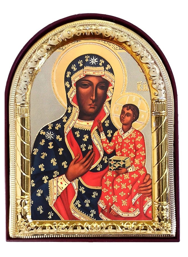 Needzo Our Lady of Czestochowa Icon Arched Icon With Stand and it is Wall Hanging 4 1/16 Inch, Black Madonna Religious Gift - Image 1