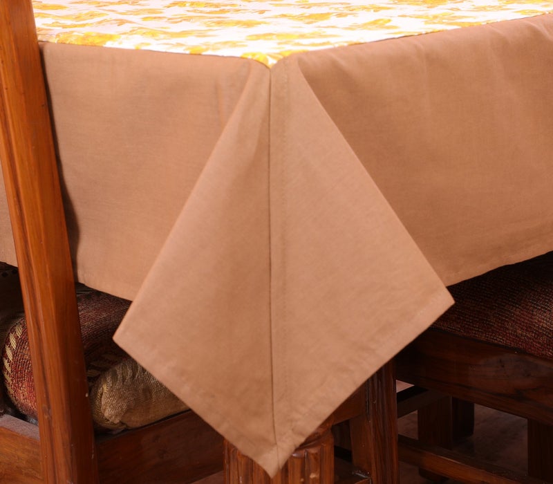 Dekor World Floral Printed Yellow Table Cover (Pack of 1) - Image 3