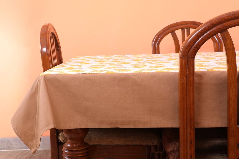 Dekor World Floral Printed Yellow Table Cover (Pack of 1) - Image 2