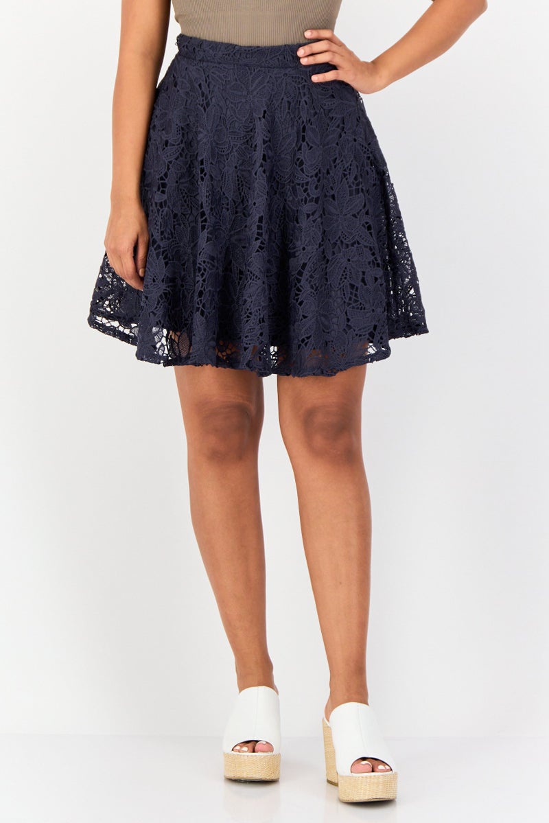 Mohito Women Textured Midi Skirt, Navy - Image 1