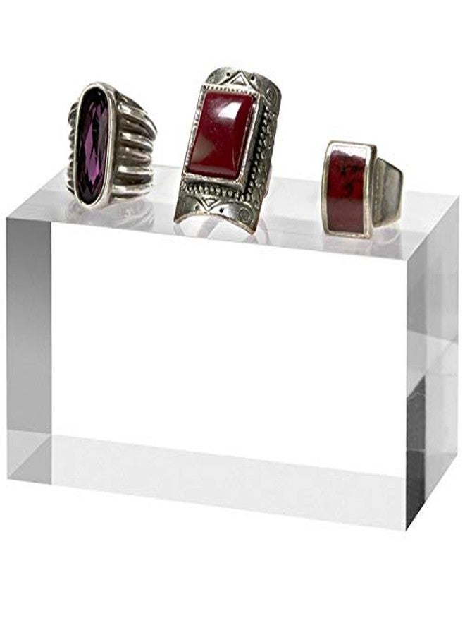 RY DISPLAY Clear Polished Acrylic Cube Display Block Jewelry Stand Ring Showcase Holder (2" x 4" x 4") - Image 3