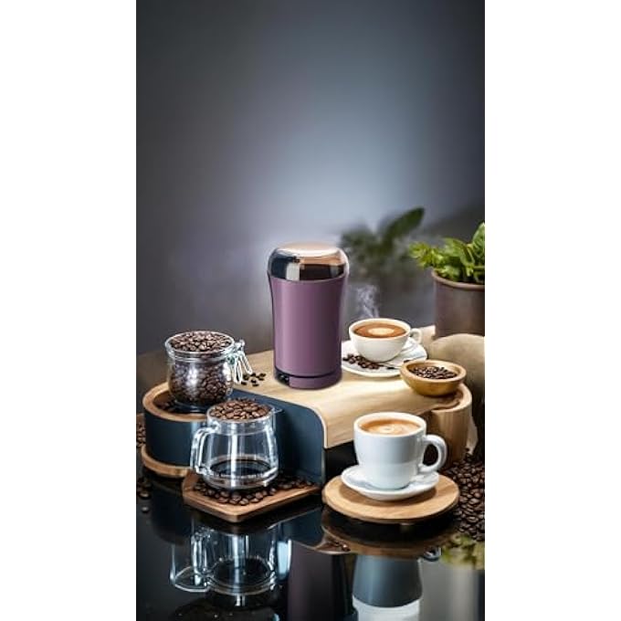 Honwor Electric Coffee  Spice Grinder  Stainless Steel Blades MultiUse For Beans Herbs Nuts  Seeds Compact Design Easy Clean Kitchen Essential - Image 4