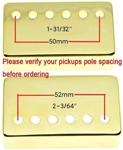 KAISH 2pcs Humbucker Guitar Pickup Cover Brass Humbucker Pickup Covers 50mm/52mm Pole Spacing Pickup Cover For Epi Les Paul Gold - Image 5