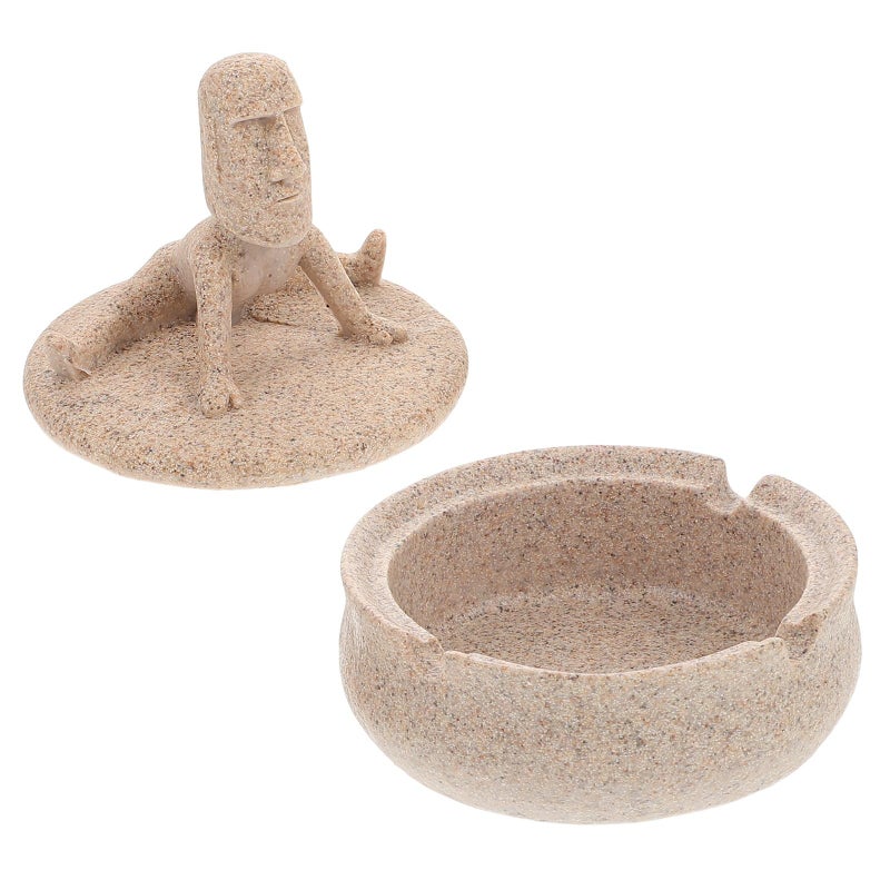 Creative Yoga Stone Resin Ashtray with Lid Windproof Ash Container for Home Office Desktop - Image 2