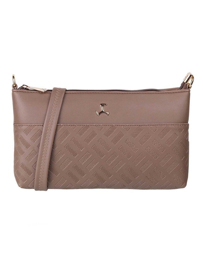 Mochi Women Light Brown Zip Top Sling Bag (66-7254) - Image 1