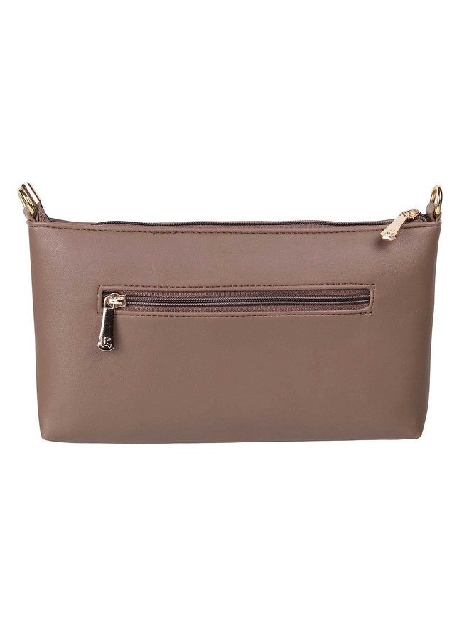 Mochi Women Light Brown Zip Top Sling Bag (66-7254) - Image 3