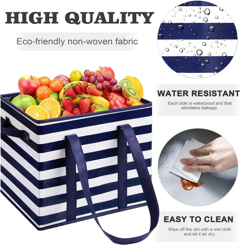 WISELIFE 3 Pack Reusable Grocery Bags Large Water Resistant Grocery Collapsible Heavy Duty Tote Bags for Shopping Picnic - Image 4